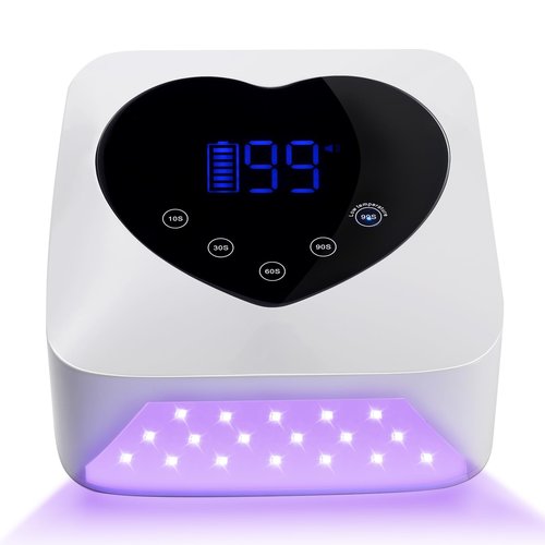 Cordless UV Led Nail Lamp, 72W UV Nail Light for Nail Polish, Rechargeable Nail Dryer, Heart Nail Lamp with 5 Timer and LCD Display, Professional Nail Lamp for Valentines Day Gifts and Nail Salon