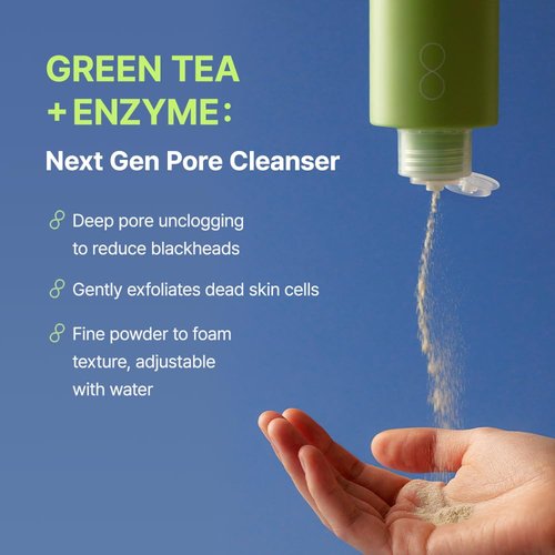 BY WISHTREND Green Tea & Enzyme Powder Wash, Gentle Cleanser for Oily & Sensitive Skin, Removes Impurities, Refine Texture, Deep Face Clean, 3.88 Oz
