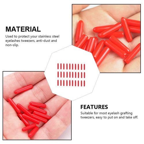 Lurrose Silicone Caps for Tweezers 100Pcs Protective Tip Guards Lash Extensions Cover Rubber Tweezer Tip Cap for Beauty Tools