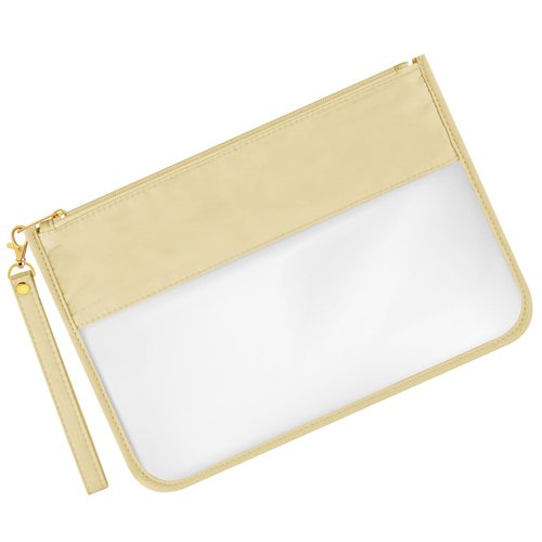 Morcheiong Nylon Clear Zipper Pouch with Wristlet Clear Travel Makeup Bag DIY Chenille Letter Bag Cosmetic Pouch Toiletry Bag for Women Girls (Beige)