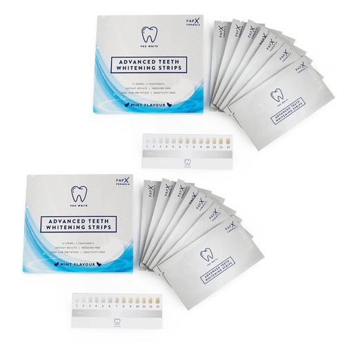Pro White Advanced Whitening Strips - Teeth Strips with Fresh Mint Flavor- Whitening Strips With 28 Applications for Easy Daily Use - Refresh Your Smile with Fast Acting Teeth Whitening Strips- 2 pack