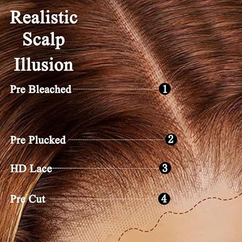 Ombre Highlight Glueless Wigs Human Hair Pre Plucked Pre Cut Curly Closure Wear and Go Glueless Wigs Human Hair Middle Part Balayage Water Wave Lace Frontal Human Hair Wigs for Black Women 4/27 22Inch