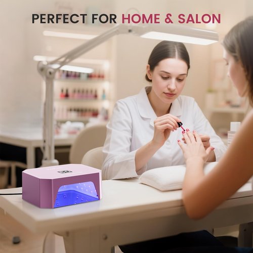 Lavinda 54W UV LED Nail Lamp – Plug-in Gel Nail Light with LCD Display, 4 Timers, Auto Sensor, Dual Wavelength, Nail Dryer for Home & Salon Pink
