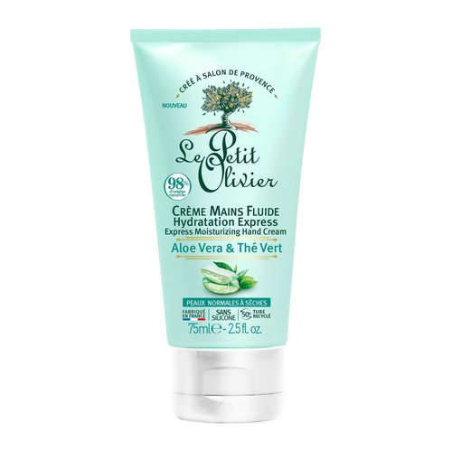 Le Petit Olivier Express Moisturizing Hand Cream - Aloe Vera And Green Tea - Express Moisturizing - No Greasy Or Sticky Feeling - Skin Is Soft And Silky - For Normal To Dry Skin - 2.5 Oz