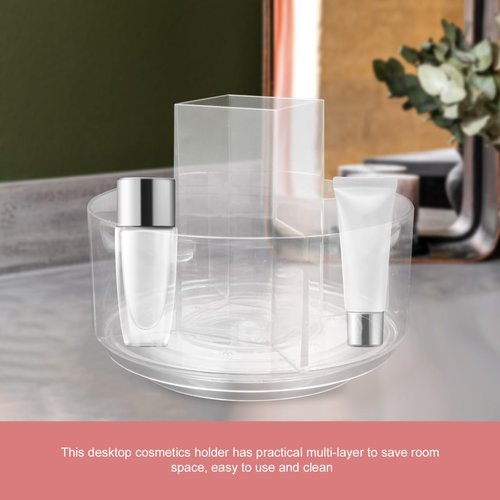 balacoo 360 Rotatable Desktop Cosmetics Rack Multi-Layer Makeup Organizer Storage Box for Vanity and Dresser Clear Cosmetic Display Holder