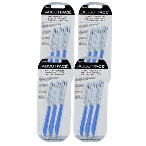 About Face Pro-Premium Facial Razors - 12 Beauty Groomers for Hair Removal, Ideal for Shaving, Exfoliating and Brow Shaping, Japanese Stainless Steel Gently Removes Facial Hair
