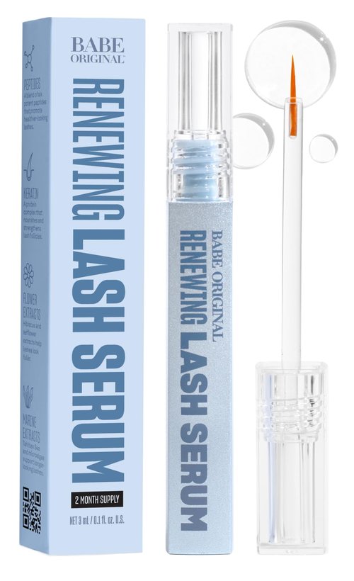 BABE ORIGINAL Renewing Lash Serum – Peptide-Infused Eyelash Serum for Fuller, Longer-Looking Natural Lashes, Lash Enhancing Treatment with Nourishing Botanicals, Cruelty-Free Gentle Formula