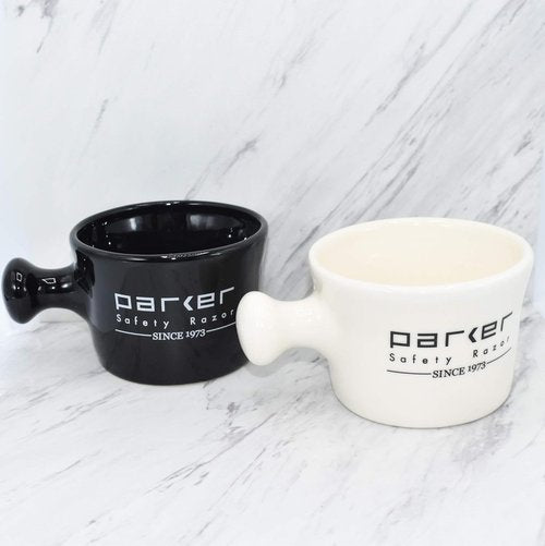 Parker Deluxe Stoneware Apothecary Shaving Mug – for use with up to 3” Shave Soaps and Lathering Shave Creams – Handmade in The USA (Ivory)