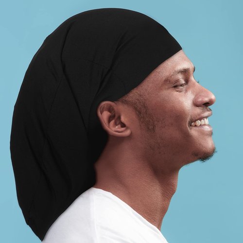 4 Pieces Unisex Dreadlock Cap Long Hair Dreads Head Wrap Sleeping Cap Hair Accessories Sleep Bonnet for Men Women(Black, White, Blue, Gray)