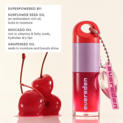 Evereden Kids Tinted Non Toxic Lip Gloss Kit: Ruby Red & Sakure Pink - Non Toxic Makeup Kit for Girls - Vegan Makeup - Hydrating Lip Gloss with Cherry, Peach, & Cranberry Oils