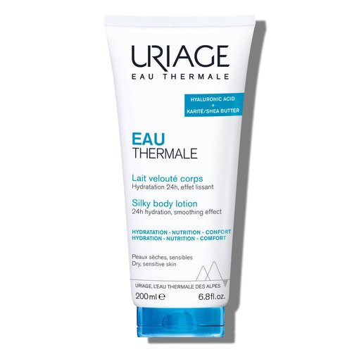 Uriage Silky Body Lotion with Shea Butter & Hyaluronic Acid | 24H Hydration, Smoothing Effect, Moisturizer, Paraben-Free, 200 mL / 6.76 oz