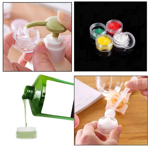 Medsuo 20PCS 5ml Clear Sample Pots Empty Small Travel Containers Leak Proof Refillable Cosmetic Jars Makeup Sample Containers with Lid, Storage Pot for Lip Balm Scrub DIY Cosmetic