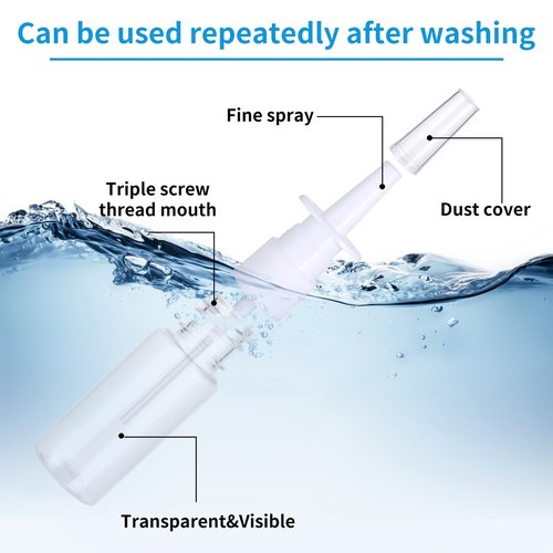 simarro 6Pcs Empty Nasal Spray Bottles, 20 ml Nasal Spray Bottles PET Refillable Atomiser Spray Bottle Reusable Empty Nasal Spray Bottle for Perfume, Essential Oils, Saline Solution