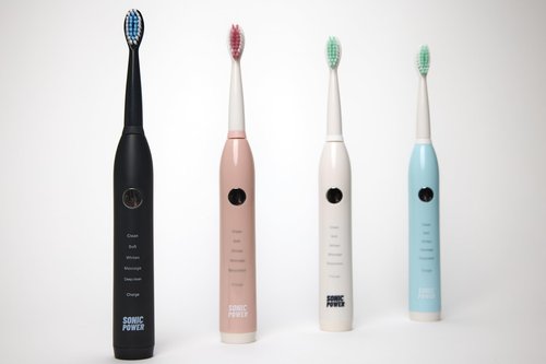 SonicPower Electric Toothbrush Kit, Ultra Portable & Lightweight with 5 Cleaning Modes, 1 Year Supply of Brush Heads, Rechargeable Battery, Mirror Mount & Travel Cap Included (White)