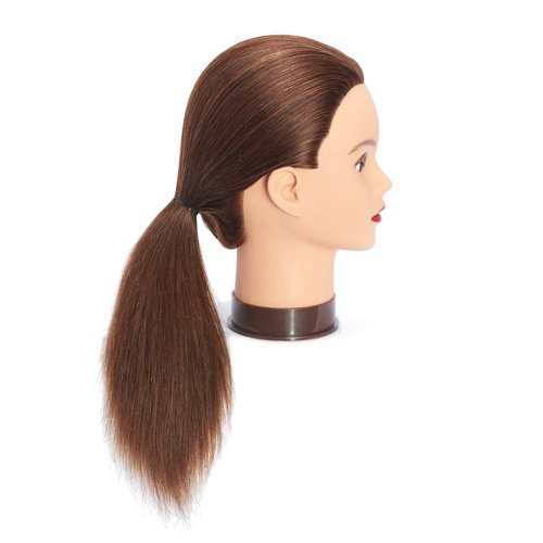 Headfix 20"-22" Hair Mannequin Head 100% Human Hair Hairdresser Practice Styling Training Head Cosmetology Manikin Doll Head With Clamp (6F1919LB0414H)