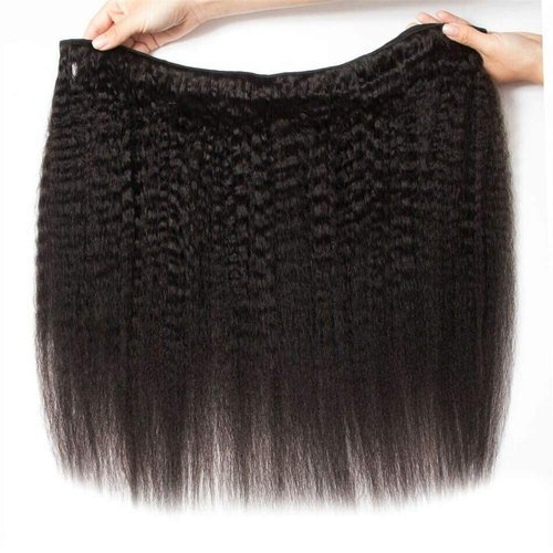 𝗜𝗻𝘀𝗤𝘂𝗲𝗲𝗻 Kinky Straight Human Hair Bundles 100% Unprocessed Brazilian Remy Soft Yaki 4 Bundles Human Hair (Natural Black 10 10 10 10 Inch)