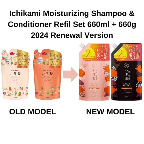 Ichi-kami Moisturizing Hair Wash & Conditioner Refil Set 660ml And 660g 2024 Renewal Version
