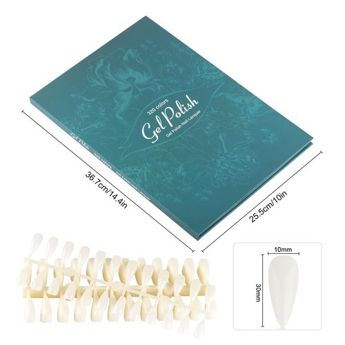 NMKL38 320 Nail Colors Chart Nail Gel Polish Display Book with 480 False Nail Tips Professional Salon Nail Color Swatches Nail Practice Card Board (Green)