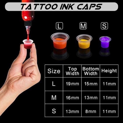Yuelong 1000pcs Tattoo Ink Caps Large Disposable Pigment Caps Cups Plastic Microblading Permanent Makeup Ink Cups Holder Container Caps Tattoo Ink Supplies (Large-1000pcs, White)