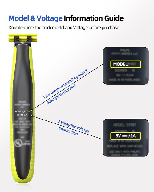 5V UL Charger for Philips Norelco Wet & Dry Electric Shaver & One Blade 360, Series 2000 2400 2600 3600 3900 5400 5000X 7200 i9000, 3000 5000 7000, for Phillips OneBlade QP2724 QP2834 Trimmer Razor