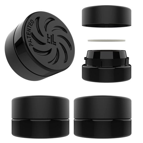 5ml Supercell Black Glass Thick Child Resistant Containers – Concentrate Storage Jars for Oil, Lip Balm, Wax, Cosmetics – Premium PE Cap Seal Lid (10)