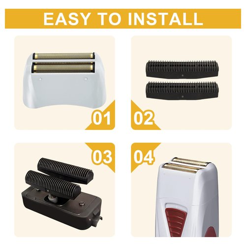 4 Pack Pro Shaver Replacement Foil and Cutters compatible with andis 17150(TS-1) shaver ProFoil Lithium replacement, Golden