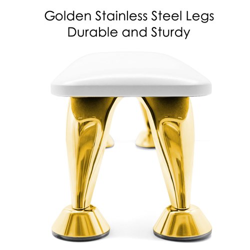Arm Rest for Nails Tech Soft Comfortable, Nail Arm Rest Anti-Slip, Microfiber Leather Manicure Hand Rest for Nails Tech Armrest Stand with Gold Stainless Steel Legs