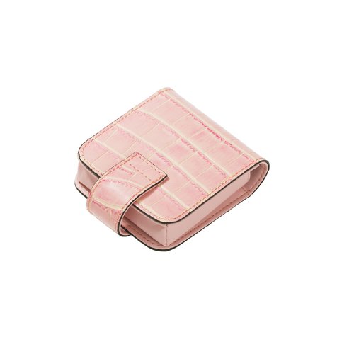 Cockatoo Leather Lipstick Case with Mirror, Women's Portable Lipstick Pouch Travel Cosmetic Bag, Mini Cosmetic Bag (Bright Red)