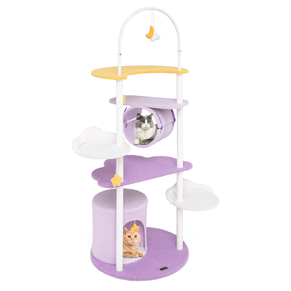Large Cat Tower 62-Inch with Metal Frame & Jumping Platforms - Purple Variation