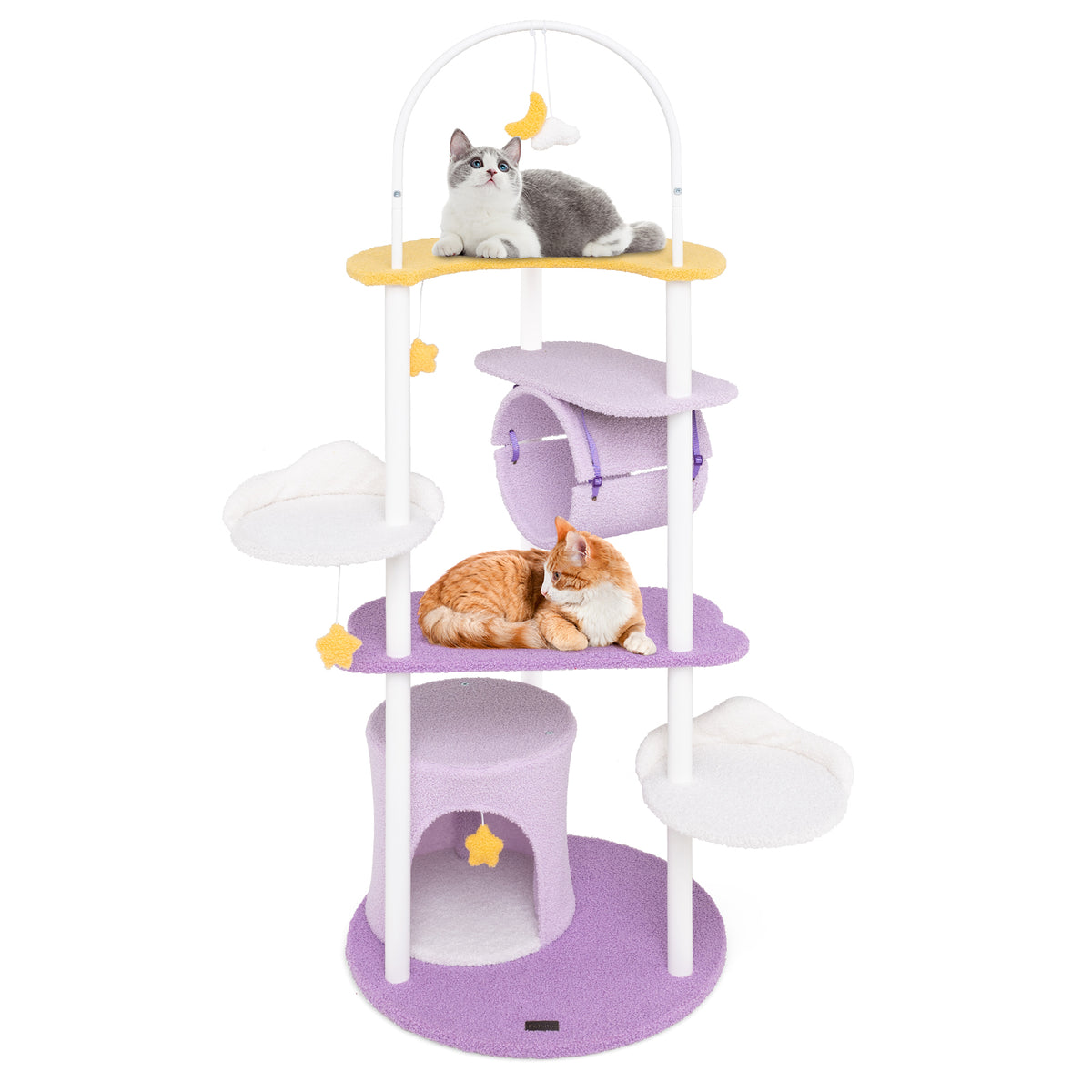 Large Cat Tower 62-Inch with Metal Frame & Jumping Platforms - Purple Variation