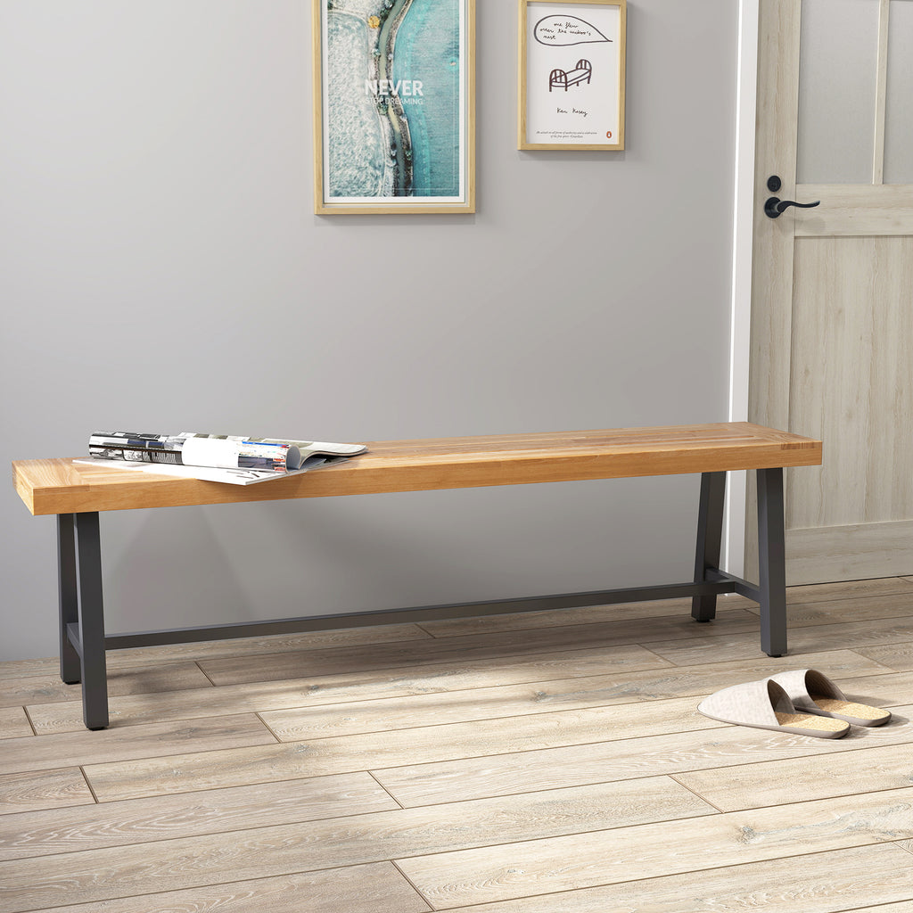 63 Inch Acacia Patio Wood Outdoor Backless Bench - 1 Piece