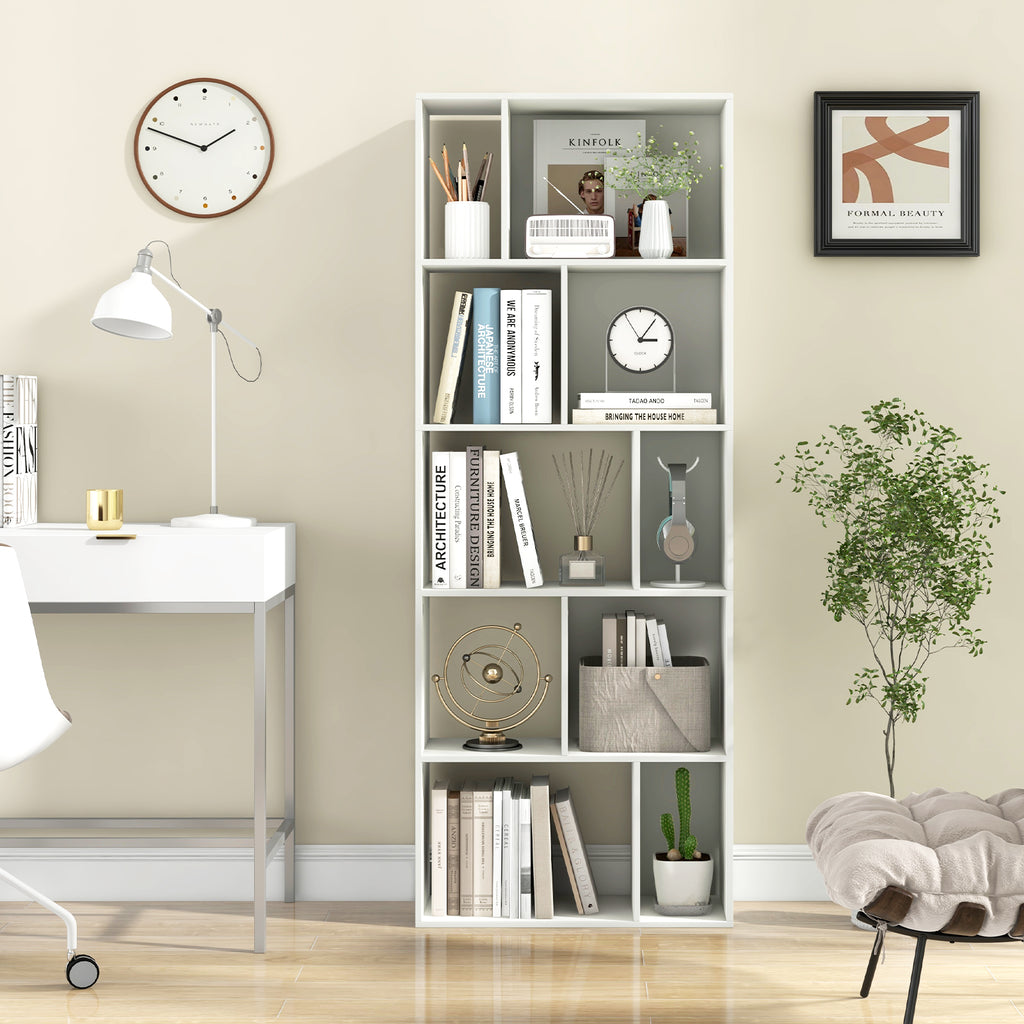 63-Inch 10-Cube Bookshelf, White
