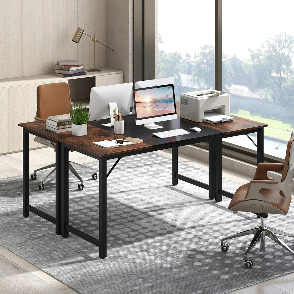 63 Inch Computer Desk with Steel Frame - Spacious Desk