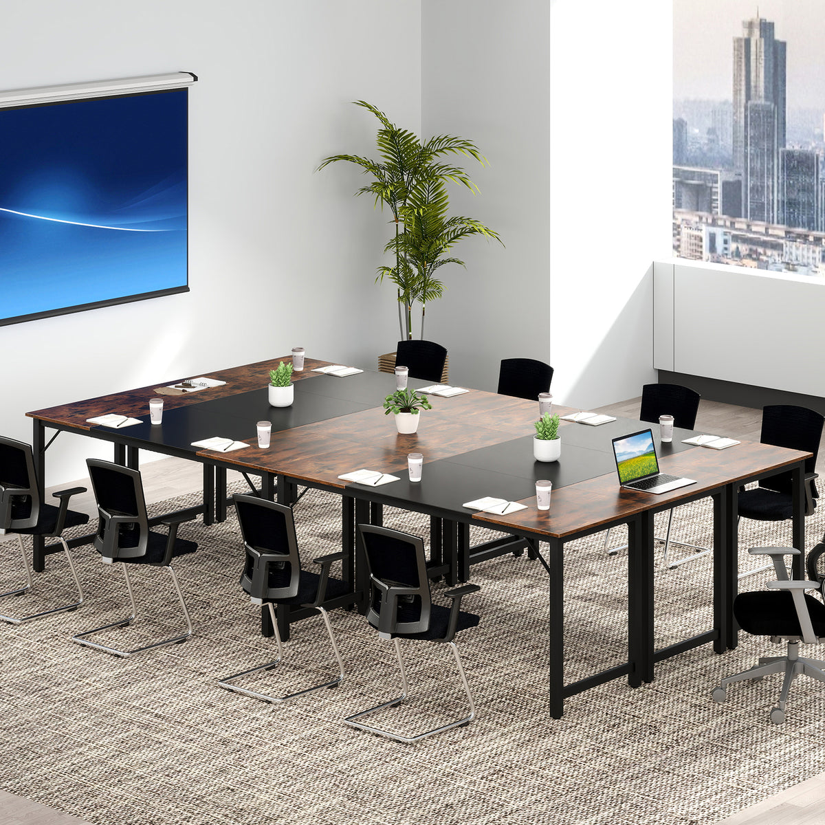 63 Inch Computer Desk with Steel Frame - Spacious Desk