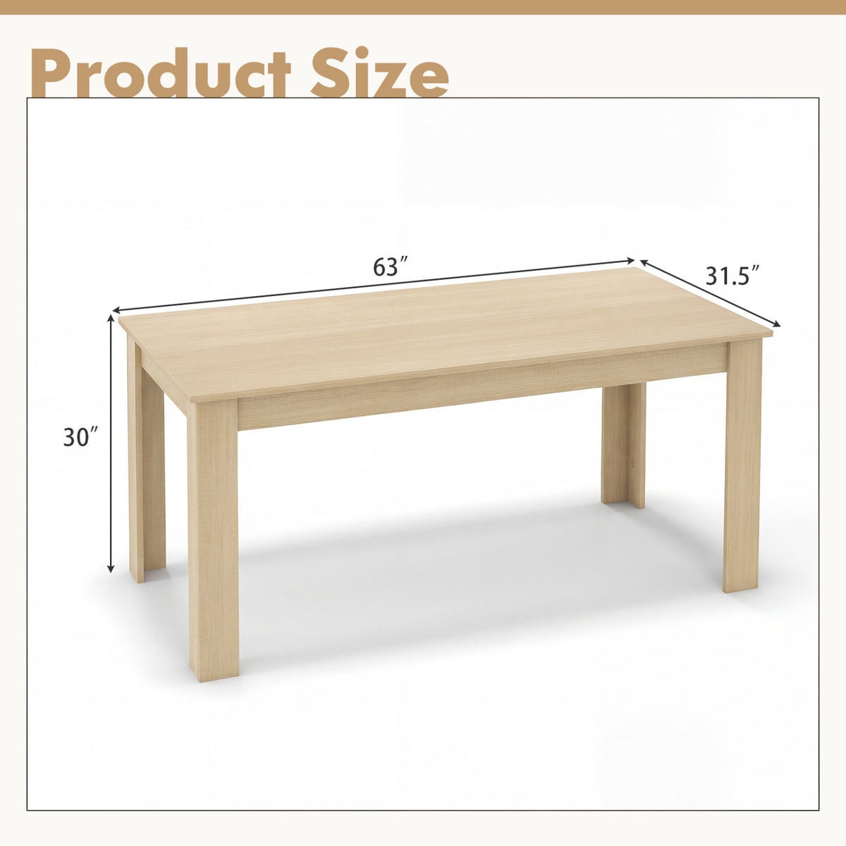 63 Inch Rectangular Dining Table - Oak