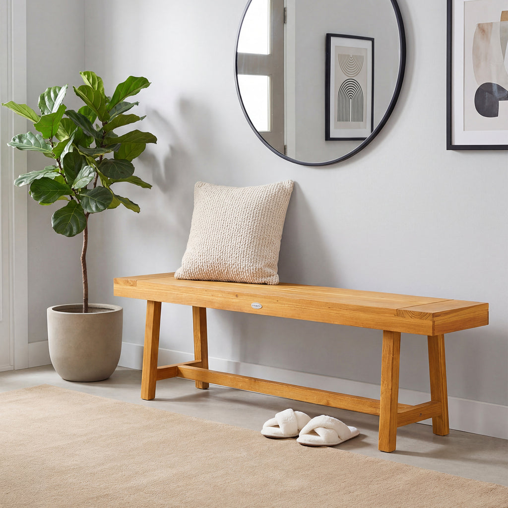 63 Inch Solid Wood Dining Bench - Seats 3