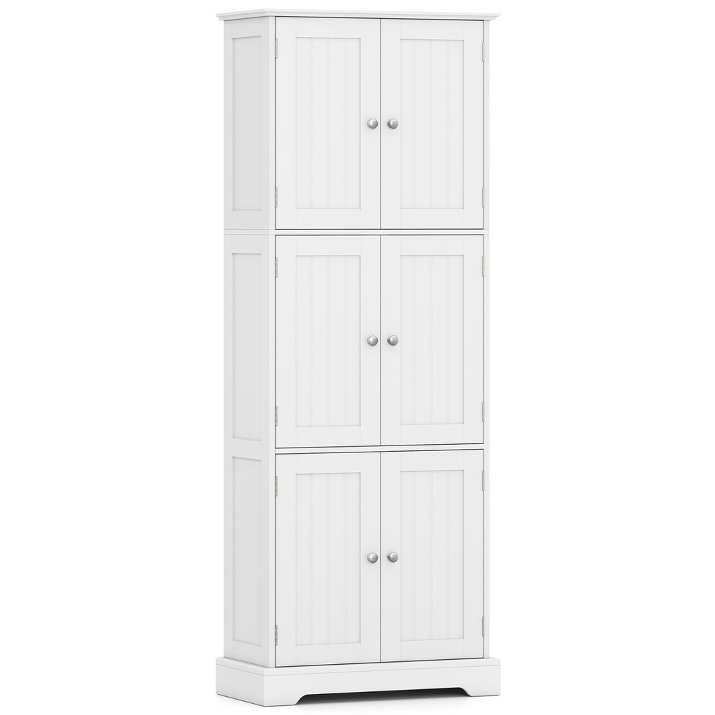 63 Inch Tall Bathroom Storage Cabinet with 6 Doors and Adjustable