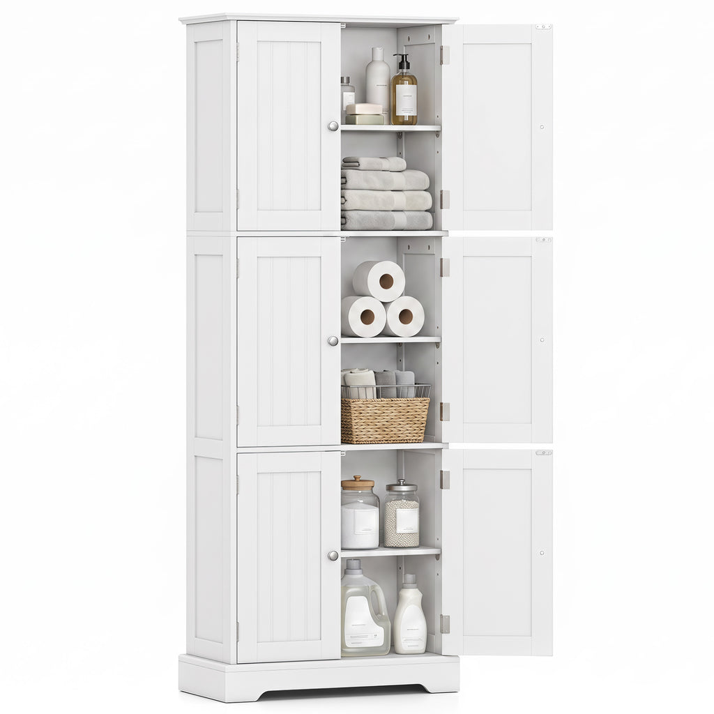 63 Inch Tall Bathroom Storage Cabinet with 6 Doors and Adjustable