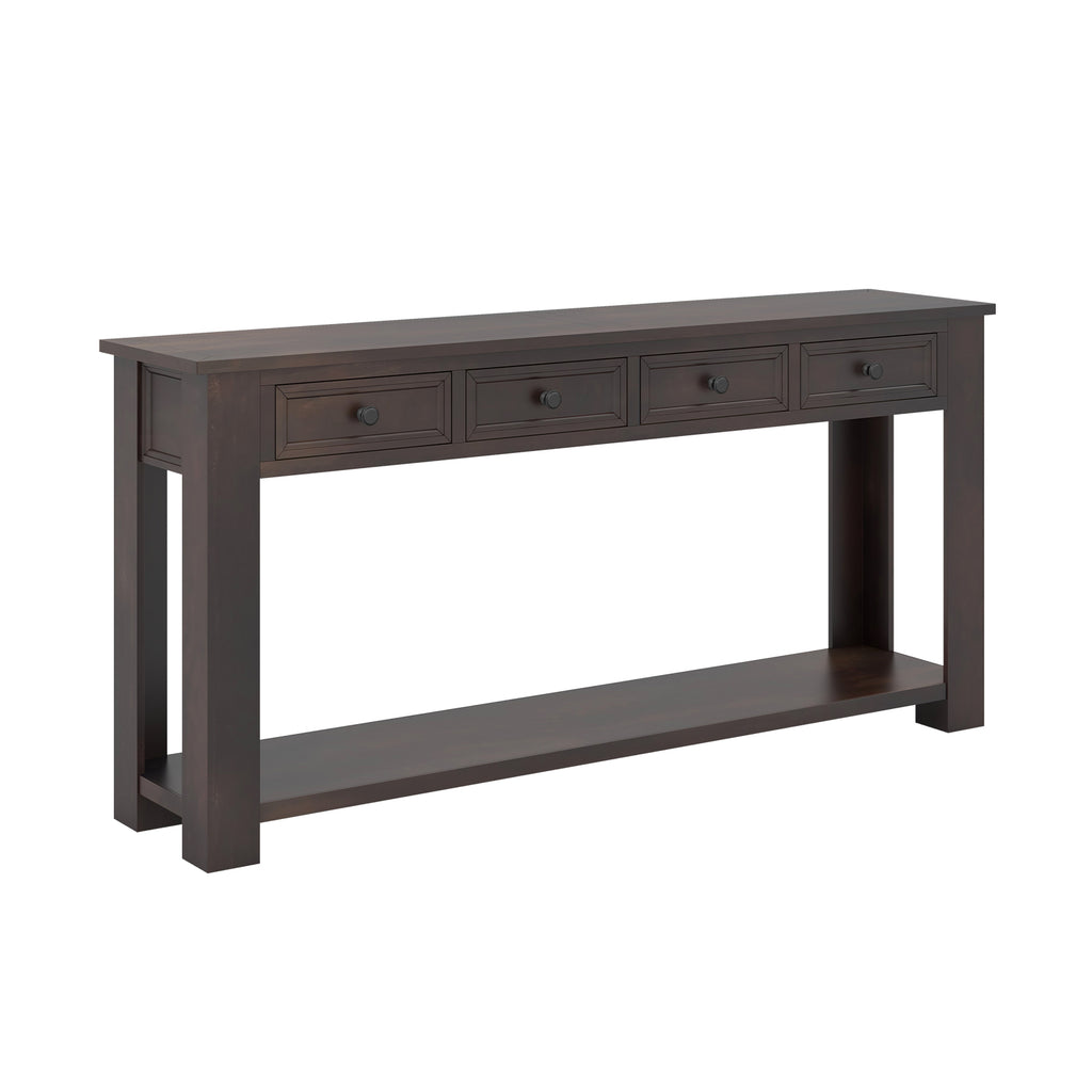 63 Inches Farmhouse Entryway Table with 4 Storage Drawers and Open