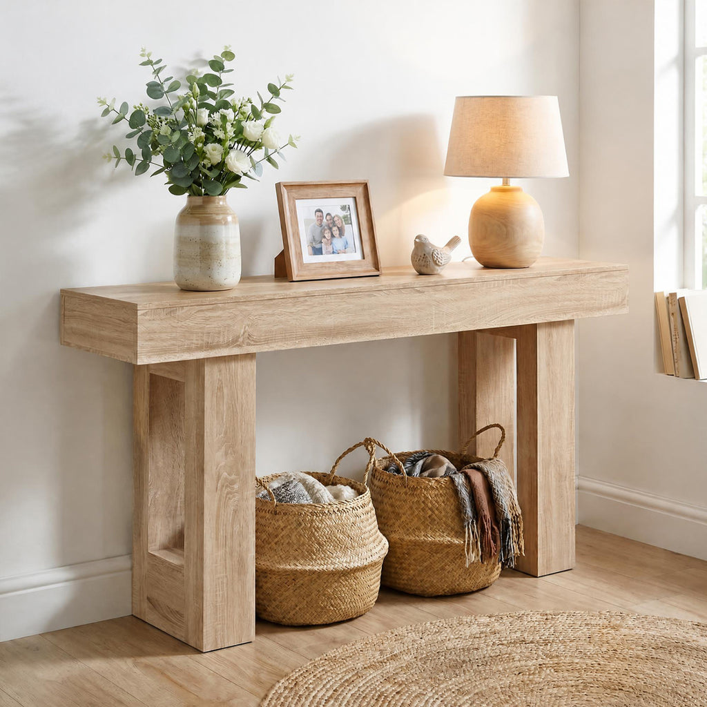 63-Inch Console Table with Storage, Natural