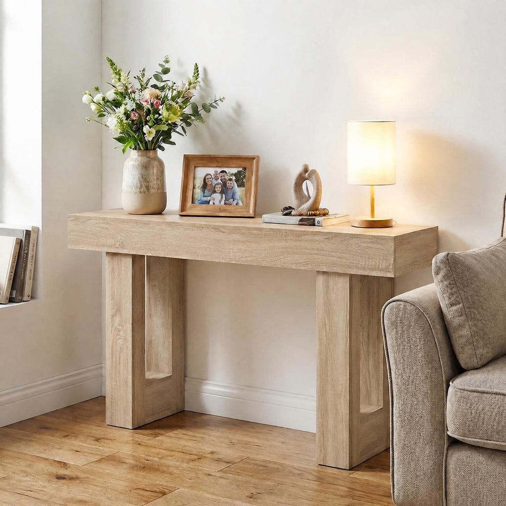 63-Inch Console Table with Storage, Natural