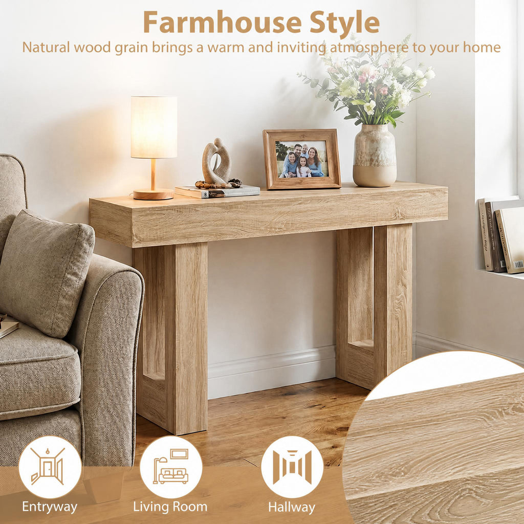 63-Inch Console Table with Storage, Natural