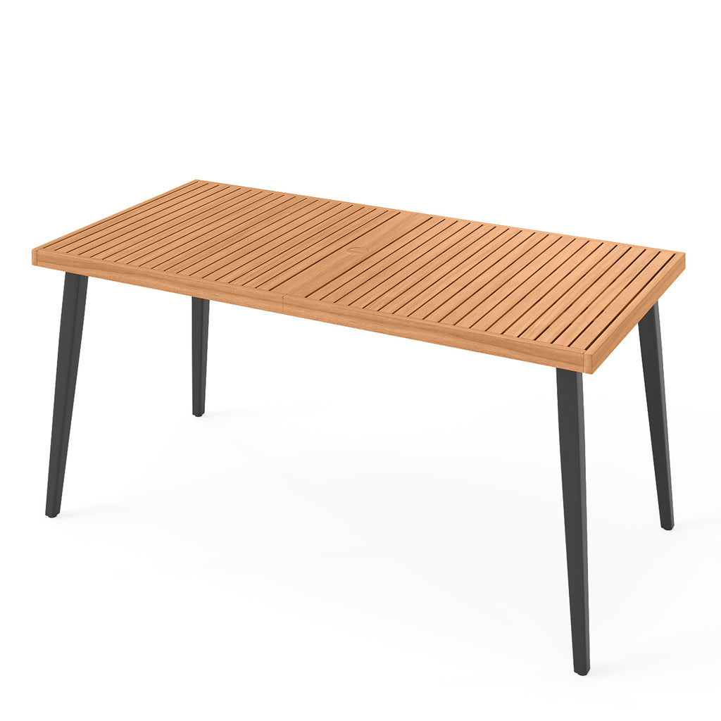 63 Inches Outdoor Indoor Dining Table with 1.97 Umbrella Hole and