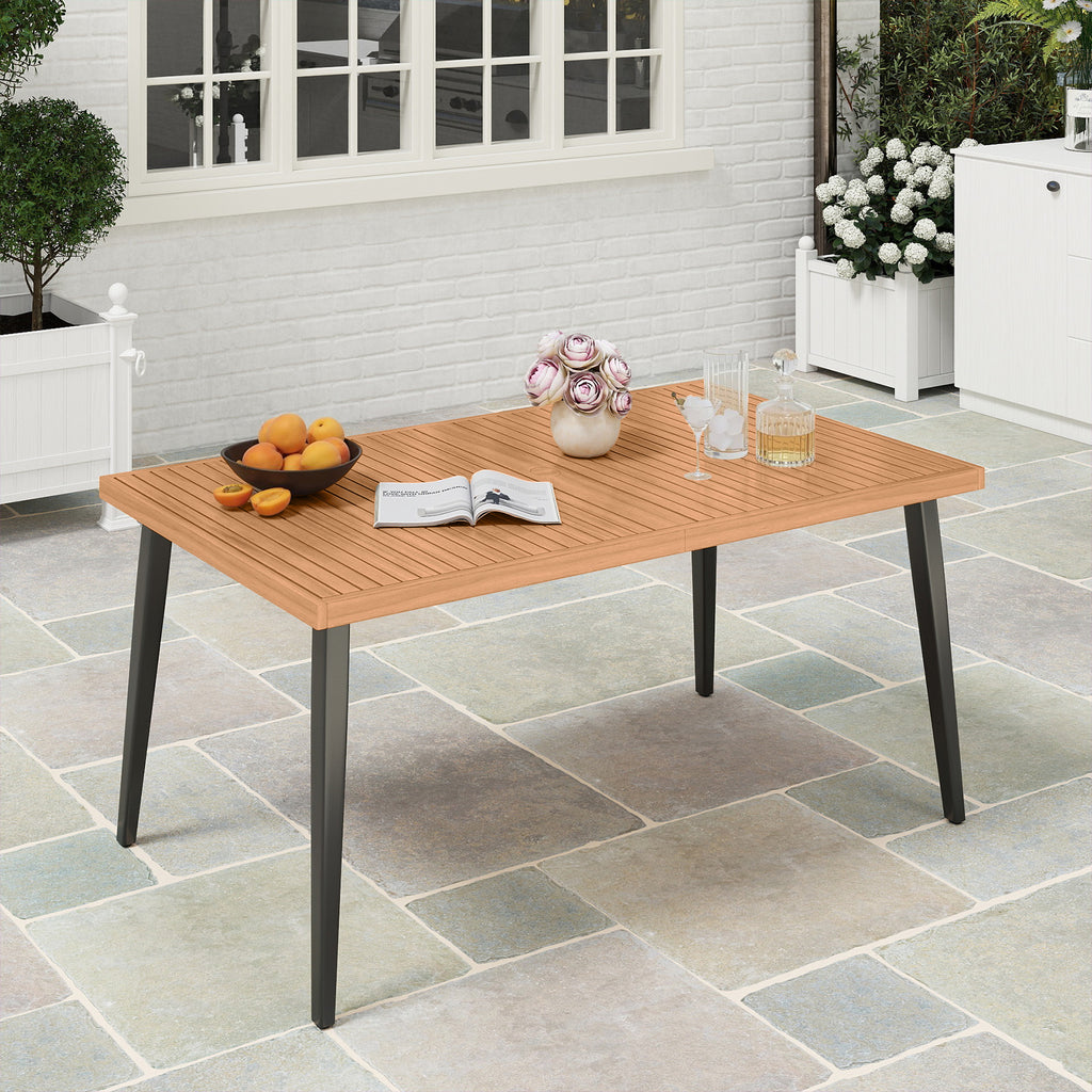 63 Inches Outdoor Indoor Dining Table with 1.97 Umbrella Hole and