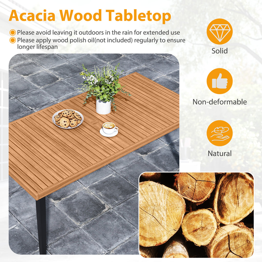 63 Inches Outdoor Indoor Dining Table with 1.97 Umbrella Hole and