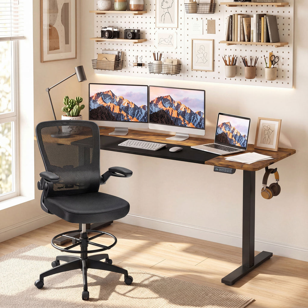 63 x 24 Inch Sit Stand Computer Desk with Memory Presets - Gray
