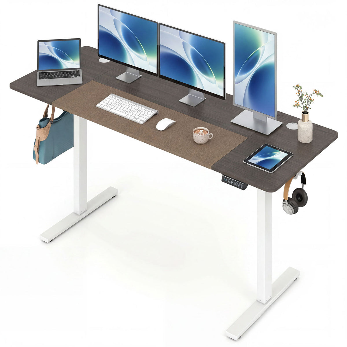 63 x 24 Inch Sit Stand Computer Desk with Memory Presets - Gray