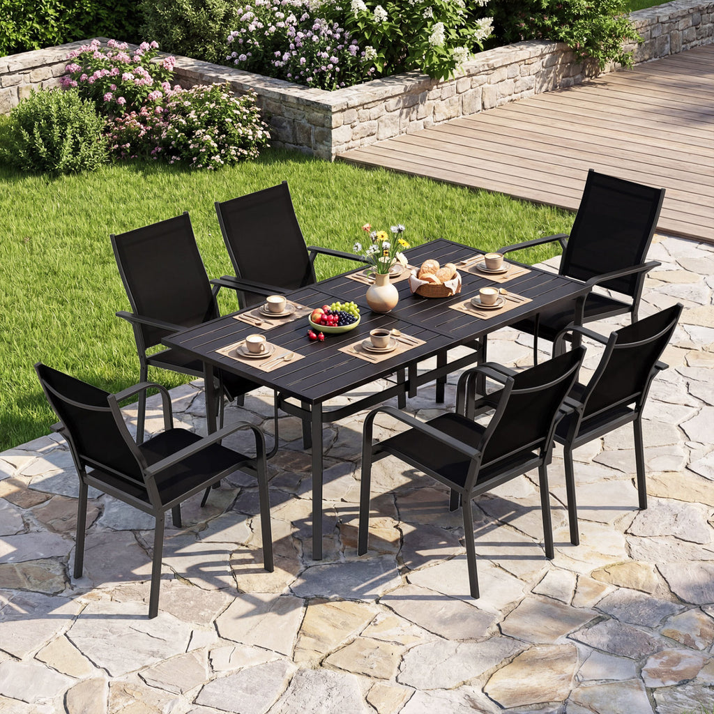 63" x 33" Rectangle Metal Patio Dining Table for 6 - Black