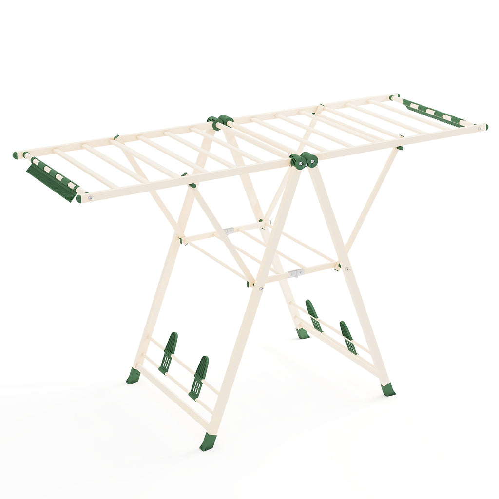 64" Clothes Drying Rack w/ Adjustable Wings - Beige