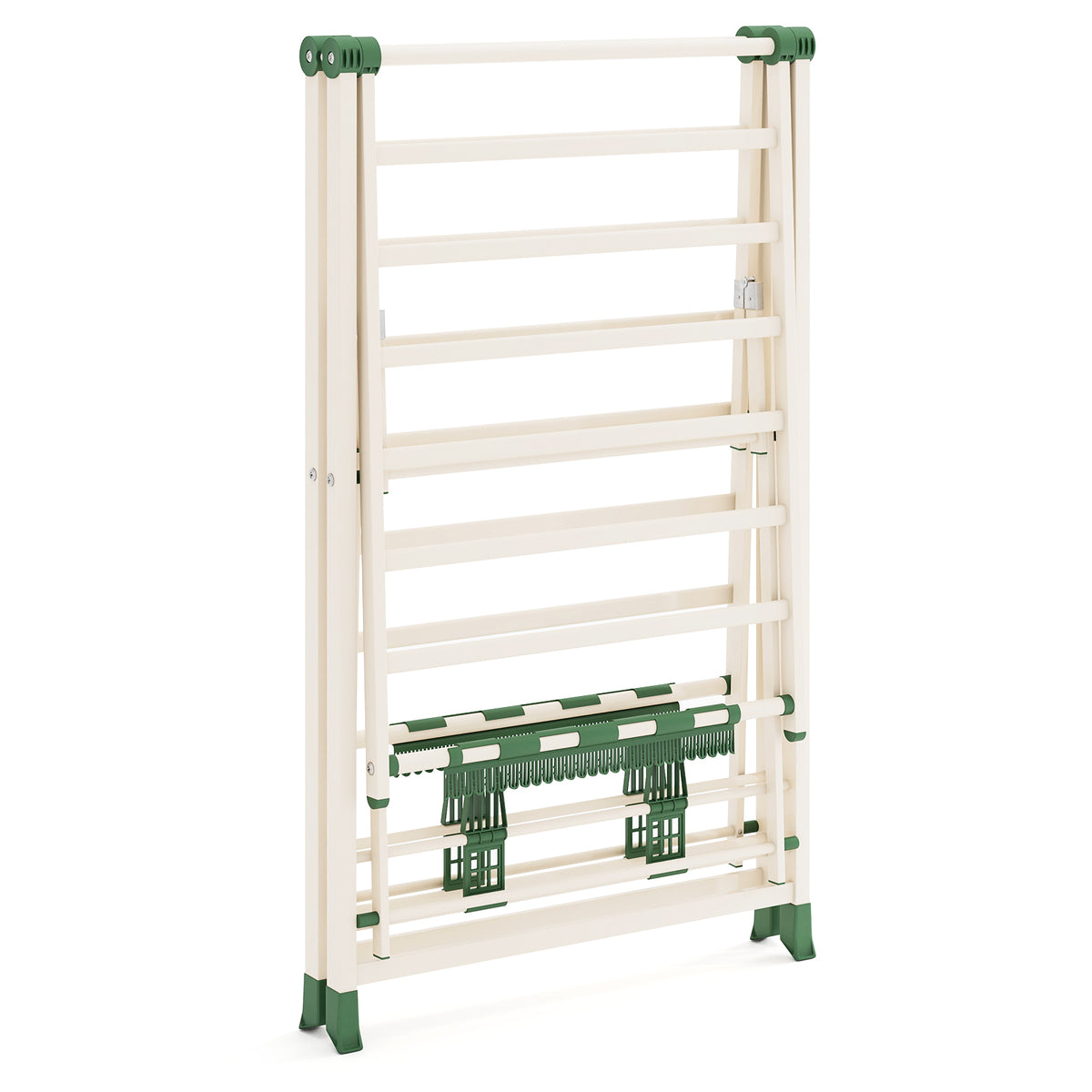 64" Clothes Drying Rack w/ Adjustable Wings - Beige